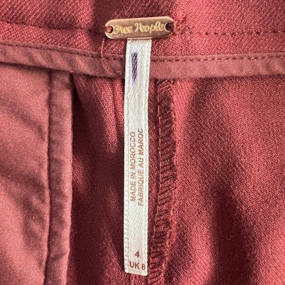 Free People women’s high-waisted tapered pants in a rich red/burgundy color. - Picture 6 of 11